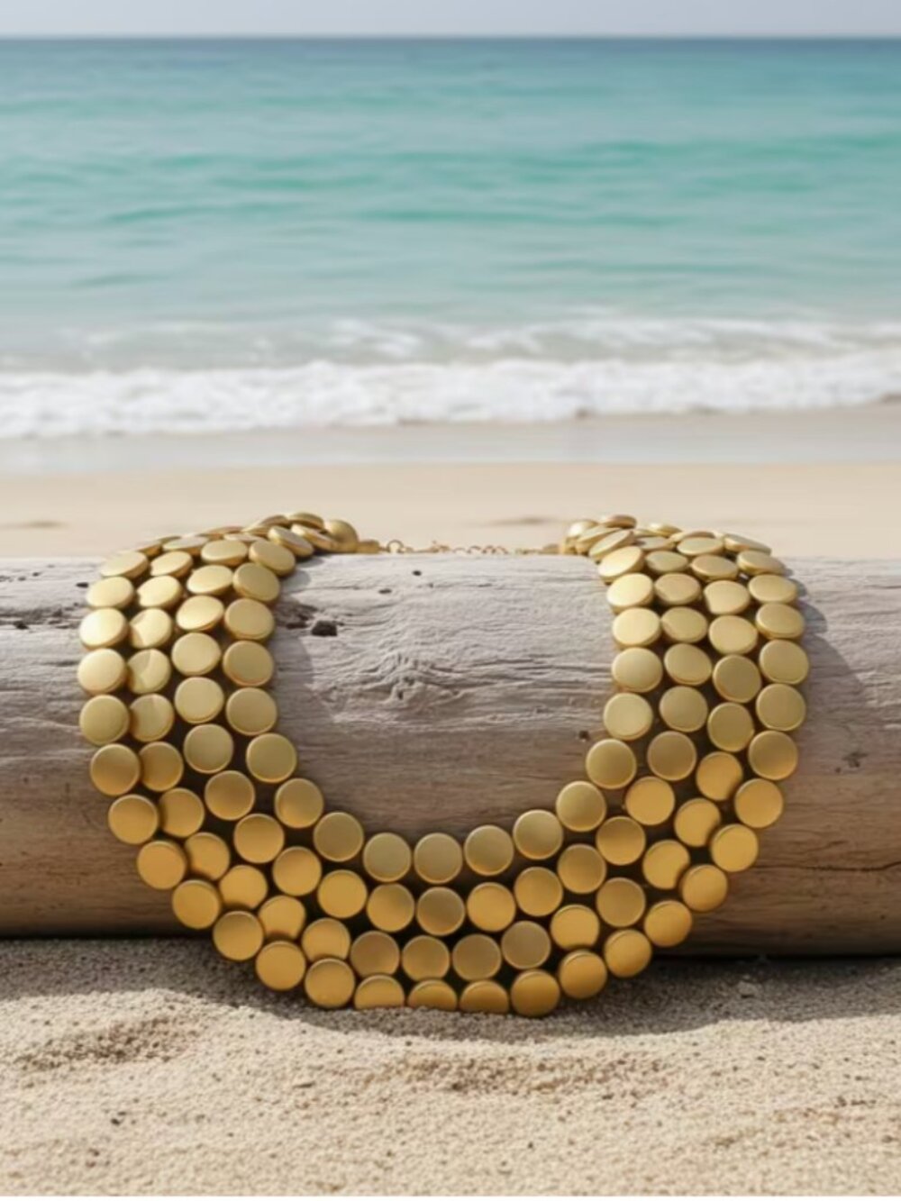 Multi-layer Golden Beaded Necklace - Picture 3 of 4